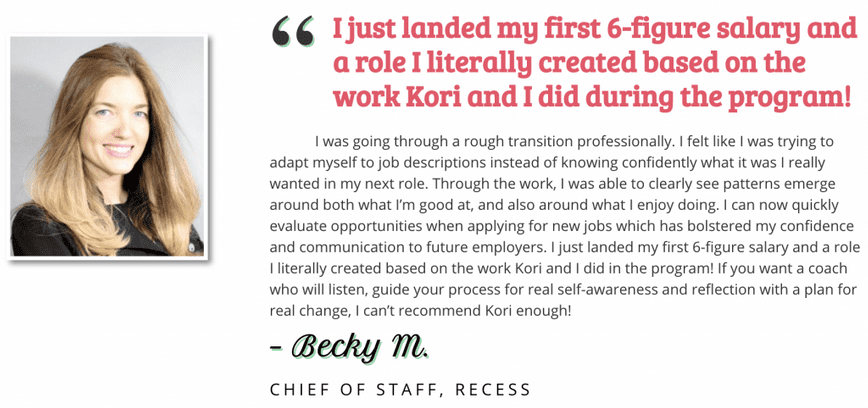 Career Change Case Study with Kori's Client Becky